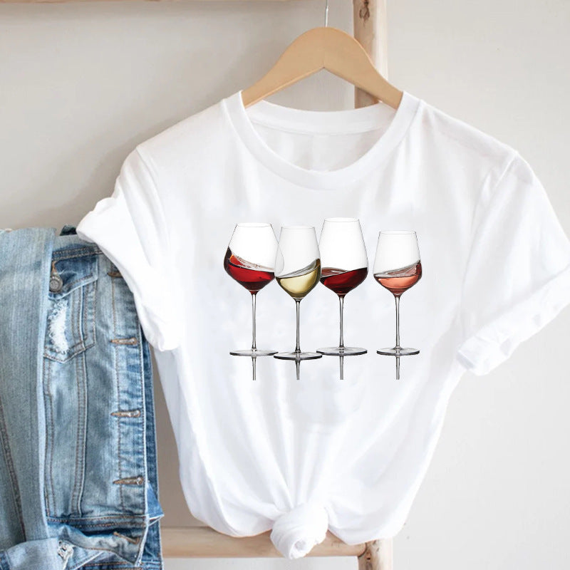 Wine Lady Short Sleeve Casual
